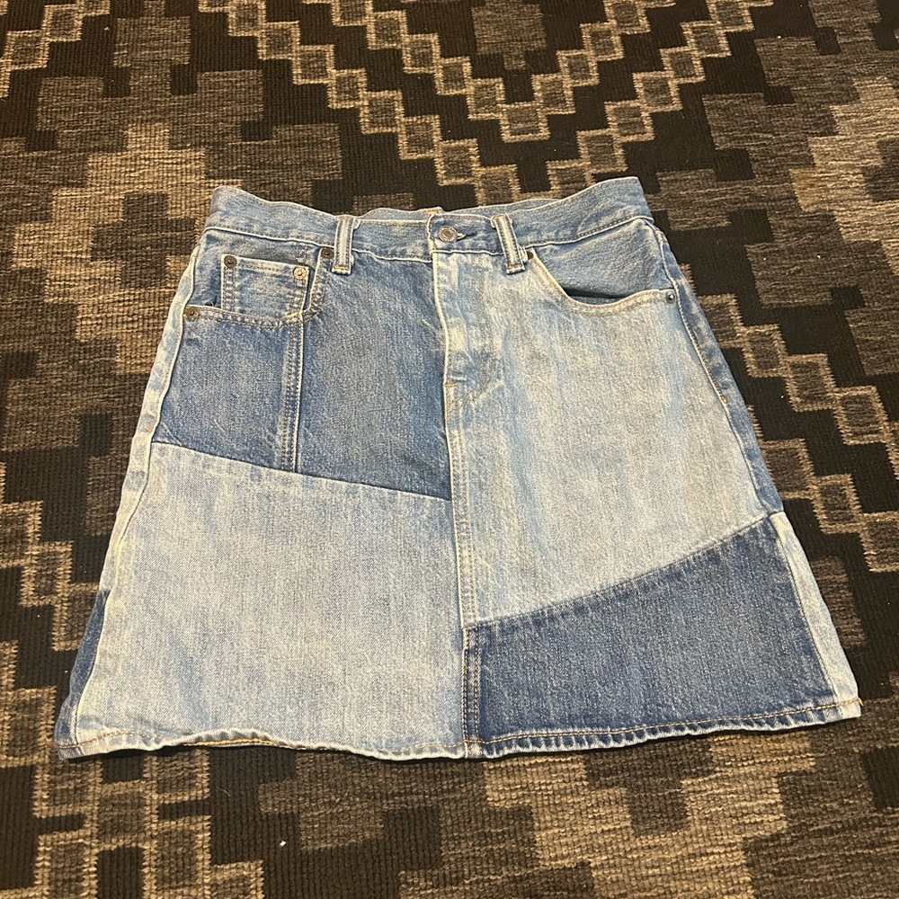 Levi's Blue Patchwork A-Line Skirt